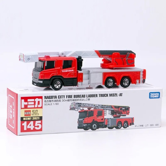 Long Tomica No. No. 145 Nagoya City Fire Bureau Ladder Truck M32L-AT - Picture 1 of 3
